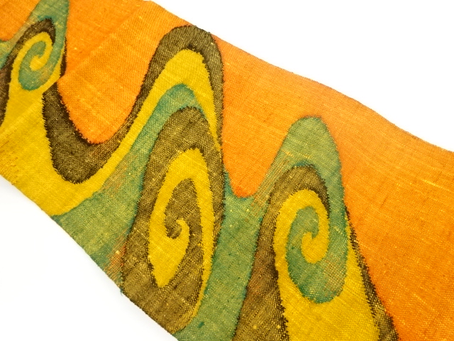 手織り真綿紬変わり渦模様織出し名古屋帯